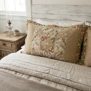 Patchwork‎ Pillow Sham KING Quilted Floral Cottage Farmhouse Shabby Country 1pc